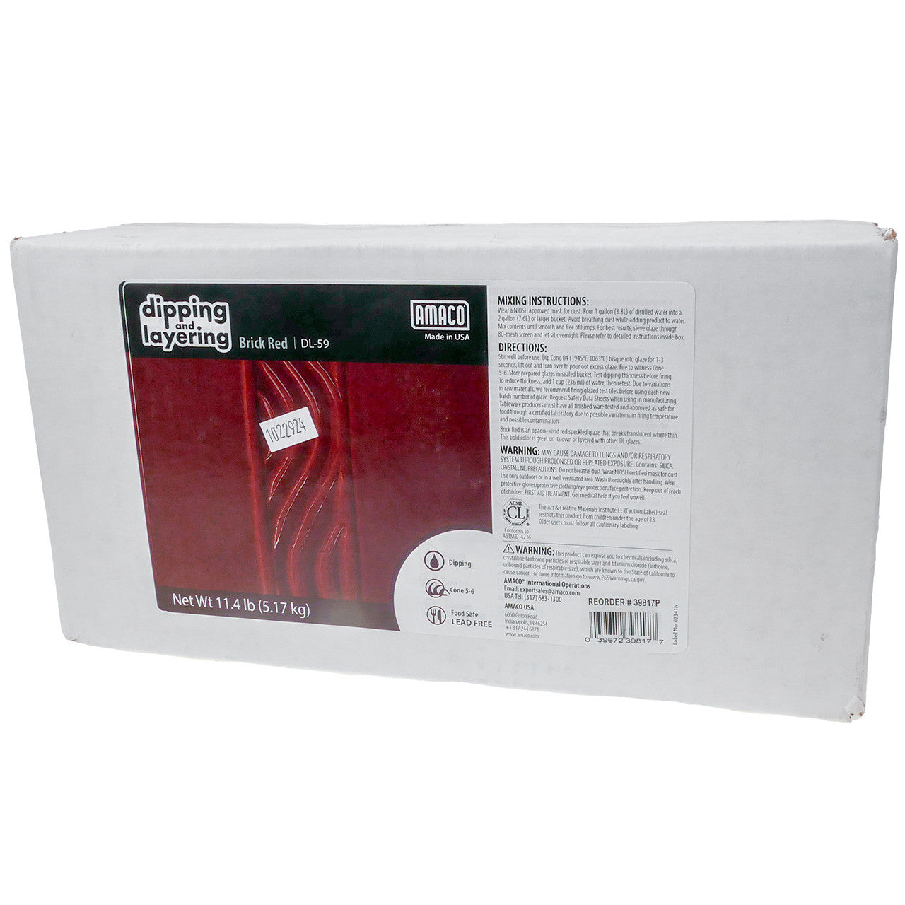 AMACO – Cone 5/6 - DL59 Brick Red