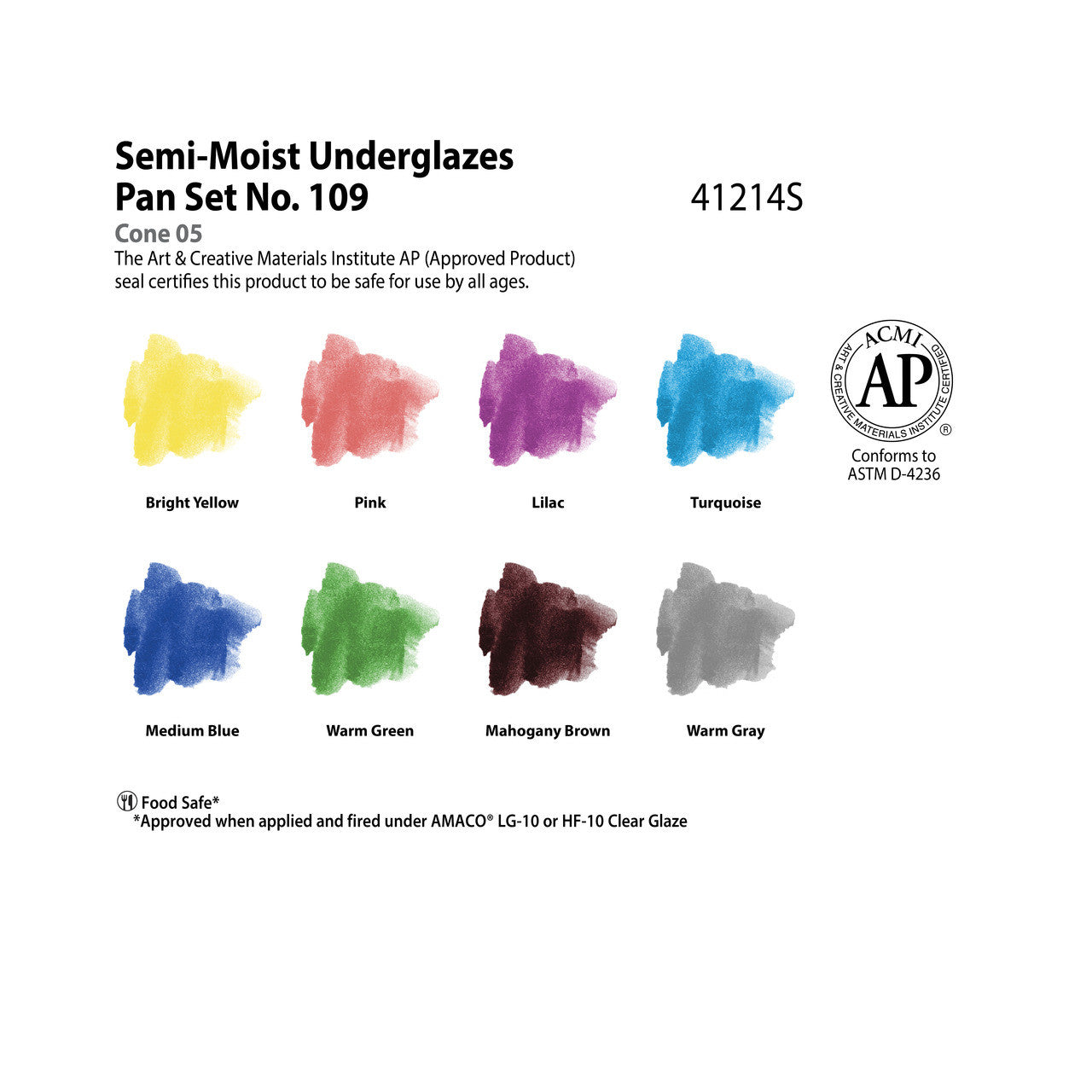 AMACO – Cone 05-6 - Set No. 109 Semi-Moist Underglazes