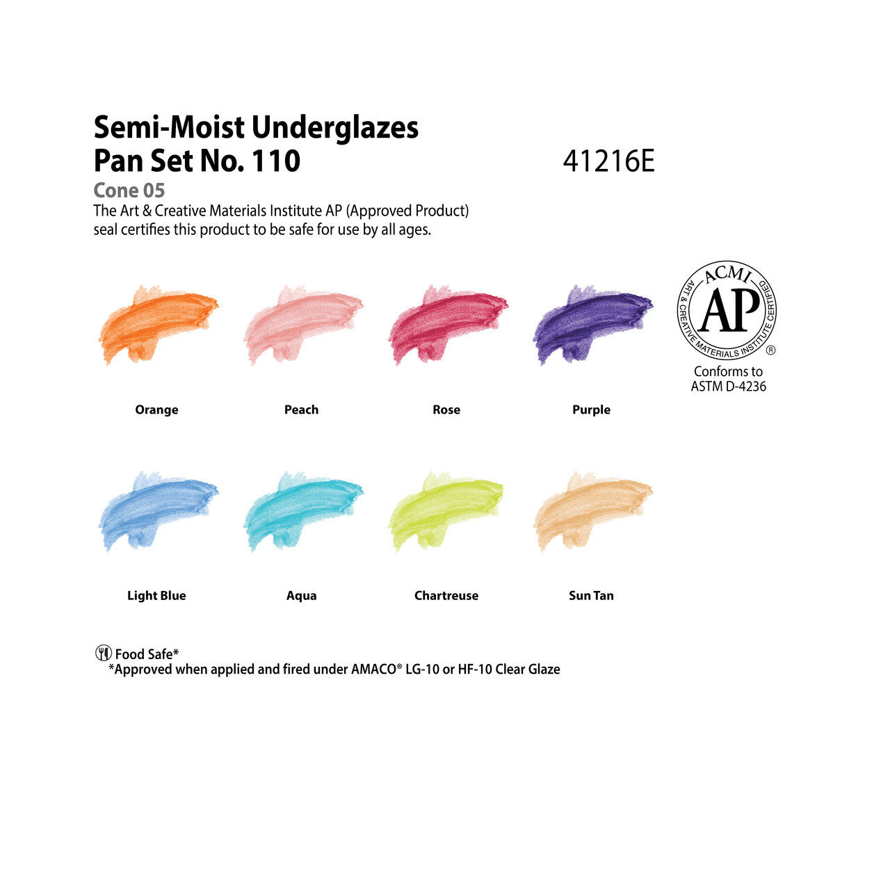 AMACO – Cone 05-6 - Set No. 110 Semi-Moist Underglazes