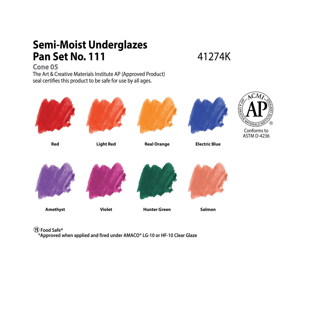 AMACO – Cone 05-6 - Set No. 111 Semi-Moist Underglazes