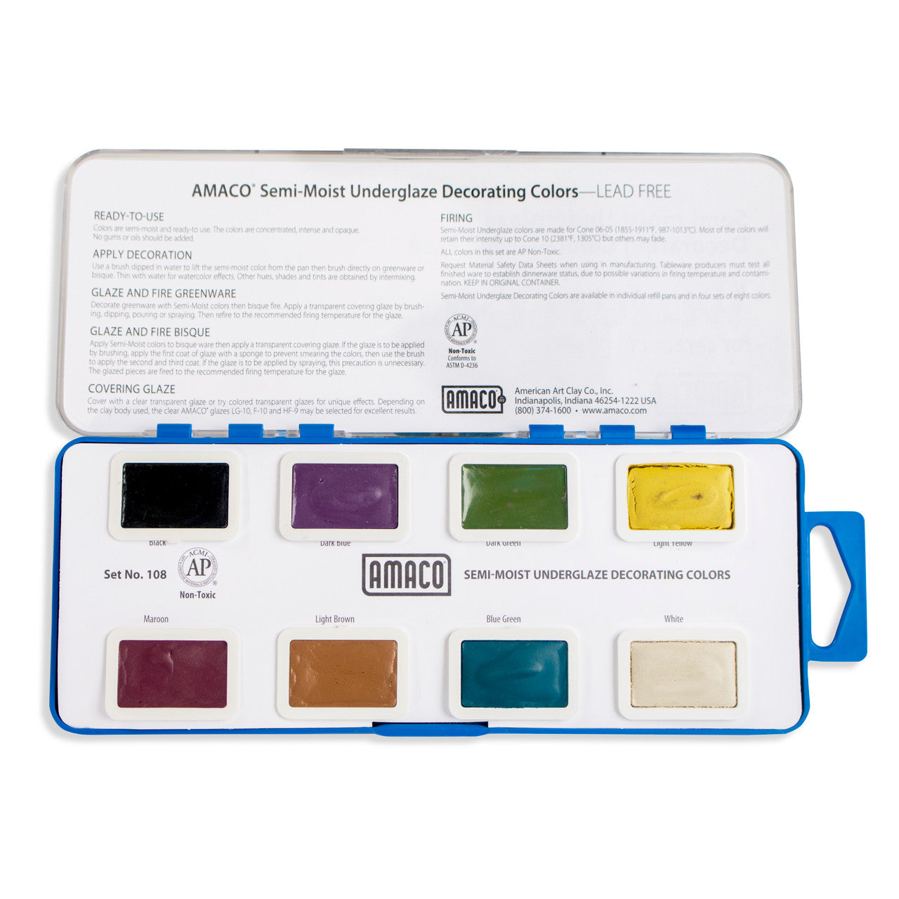 AMACO – Cone 05-6 - Set No. 108 Semi-Moist Underglazes