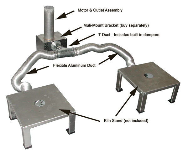 Vent Doubler for venting two kilns with one vent